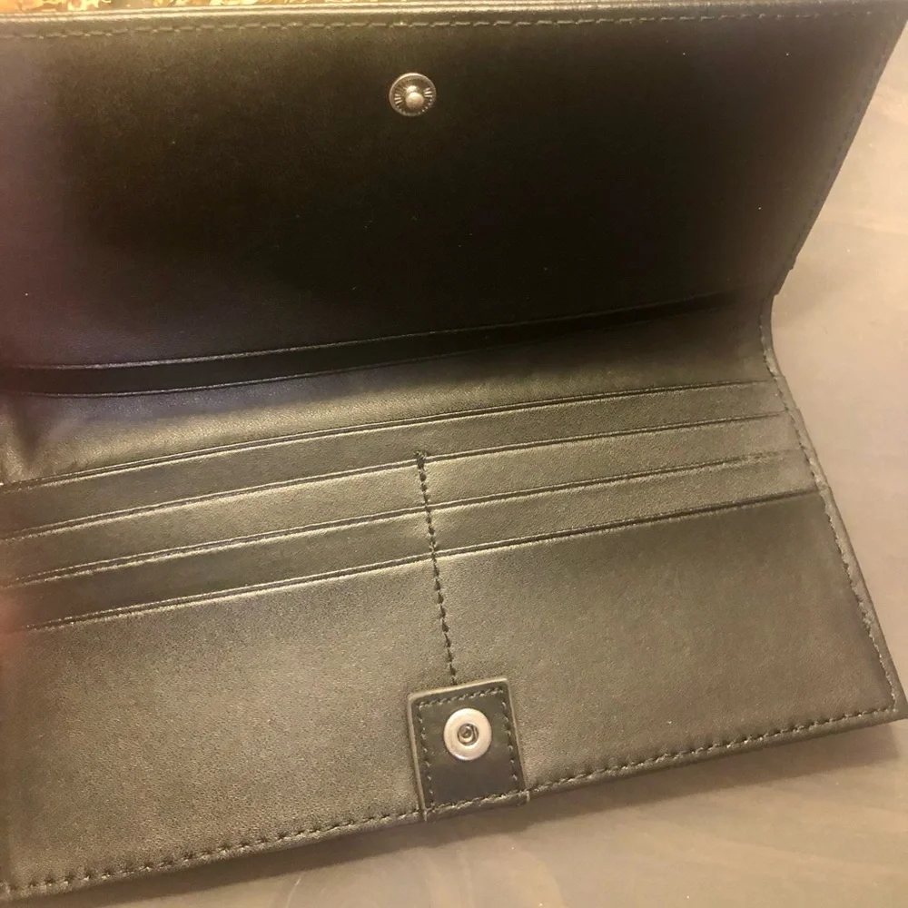 NWT Aimee Kestenberg large black studded 100% genuine leather wallet